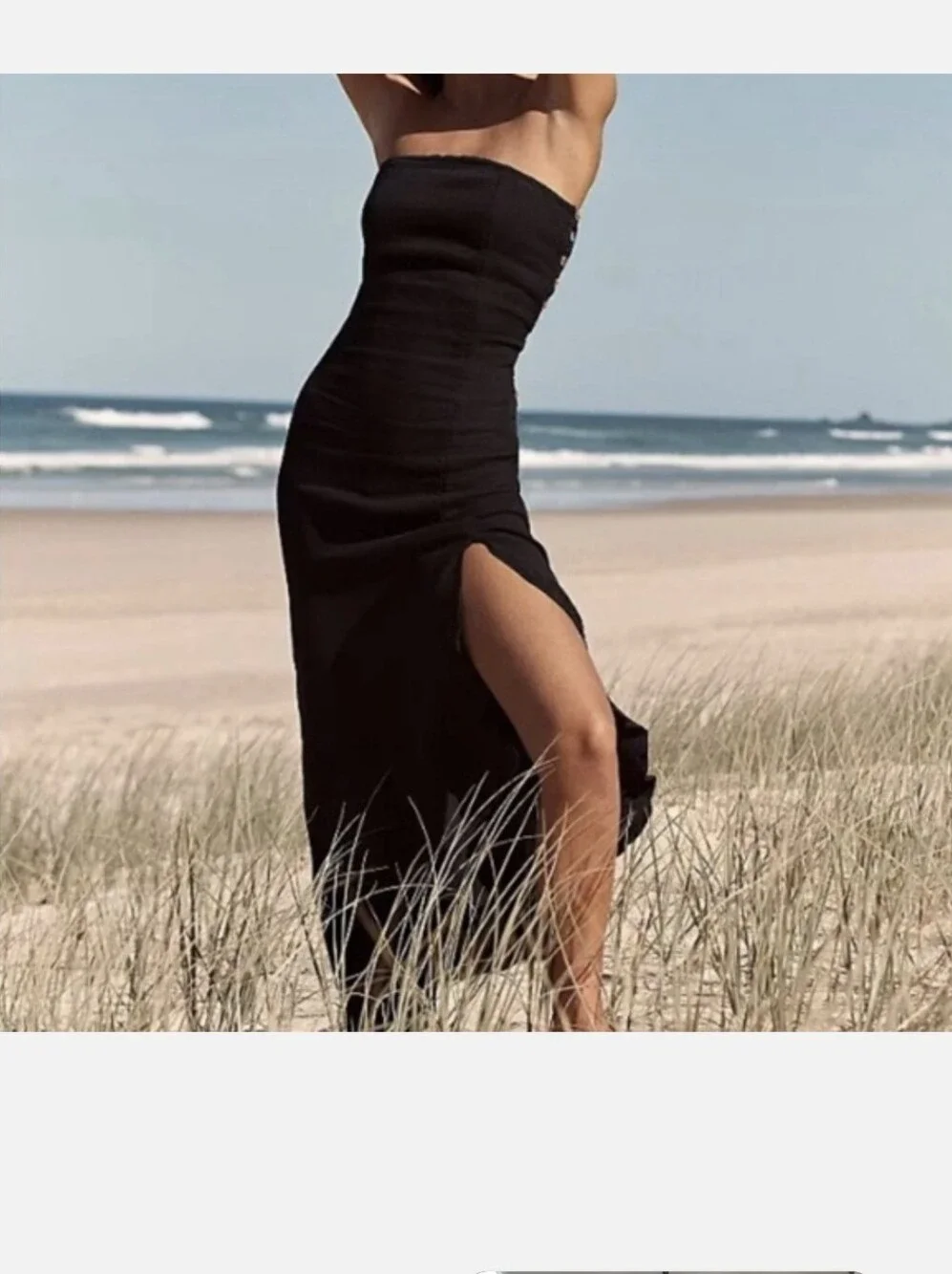 Free People Black Strapless Ruffle High-Low Dress